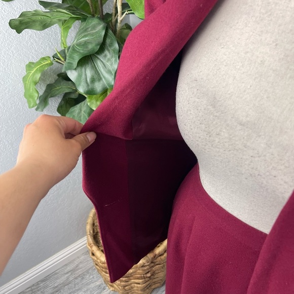 Vintage Pendleton Burgundy Wine Two Piece Wool Skirt Blazer Set - Picture 2 of 8